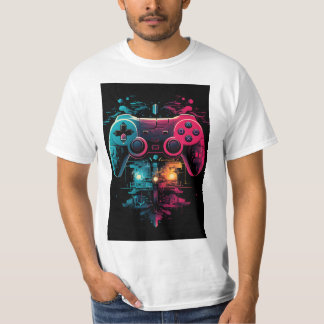 Controller of Life T-Shirt – Neon Cyber Gaming Gra