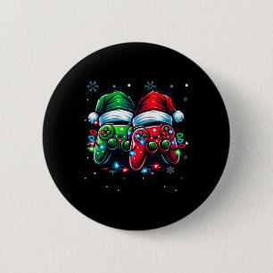 Controller Santa Hat Christmas Gaming X-mas Gamer  6 Cm Round Badge