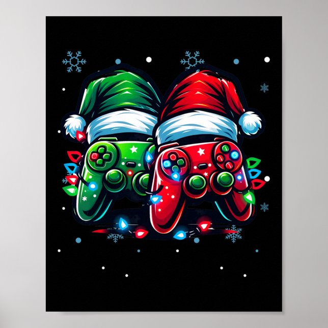 Controller Santa Hat Christmas Gaming X-mas Gamer  Poster (Front)