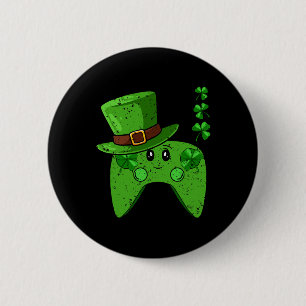 Controller Shamrock St Patricks Day Gaming Gamer 6 Cm Round Badge