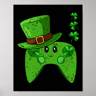 Controller Shamrock St Patricks Day Gaming Gamer Poster