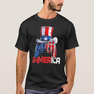 Controller Uncle Sam Video Game Gamerica Us Flag 4 T-Shirt