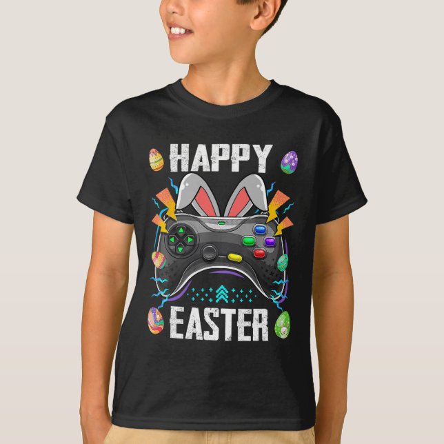 Controller With Bunny Ears Funny Easter Video Game T-Shirt (Front)