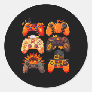 Controllers Fall Gaming Video Game Turkey Thanksgi Classic Round Sticker