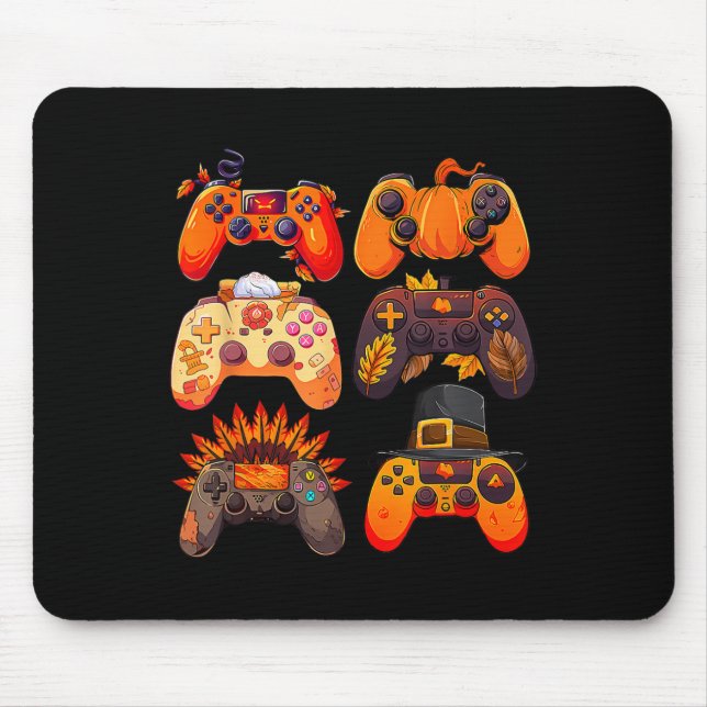 Controllers Fall Gaming Video Game Turkey Thanksgi Mouse Mat (Front)
