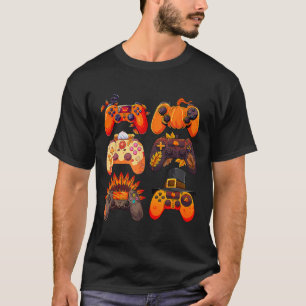 Controllers Fall Gaming Video Game Turkey Thanksgi T-Shirt