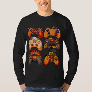 Controllers Fall Gaming Video Game Turkey Thanksgi T-Shirt