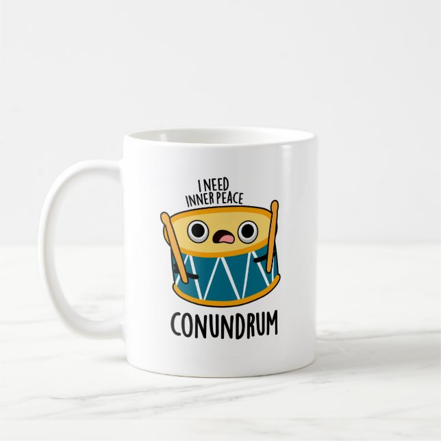 Conundrum Funny Drummer Drum Pun  Coffee Mug (Left)