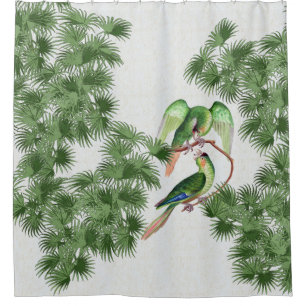 Conure Parrot Birds Palm Tree Frond Shower Curtain