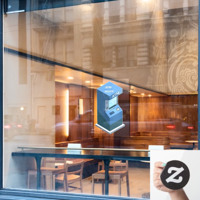 Convenience Store ATM Inside Business Front Window Cling (Cafe Window)