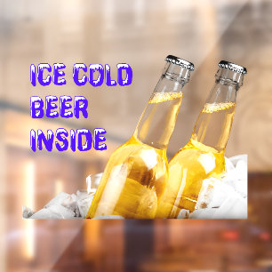 Convenience Store Ice Cold Beer Inside Window Cling