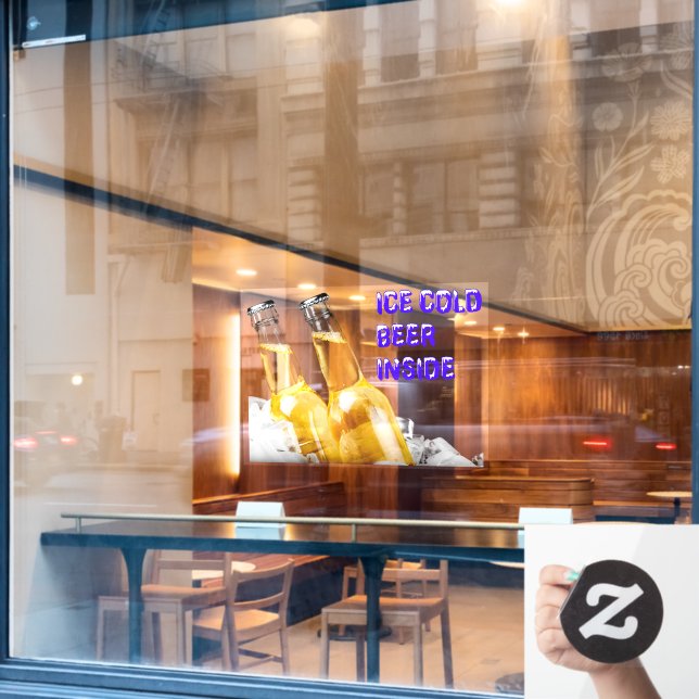Convenience Store Ice Cold Beer Inside Window Cling (Cafe Window)