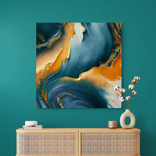Convergence – Abstract Fields Of Motion And Gold Poster