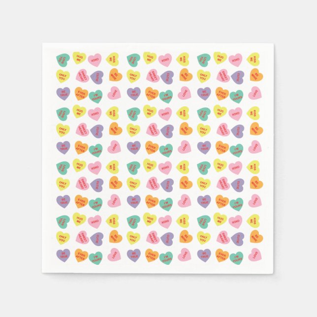 Conversation Candy Hearts Paper Napkins (Front)