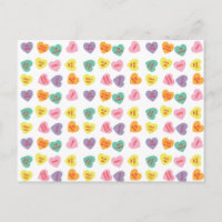 Conversation Candy Hearts Postcard