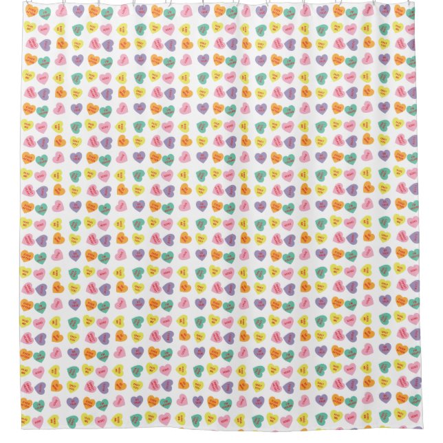 Conversation Candy Hearts Shower Curtain (Front)