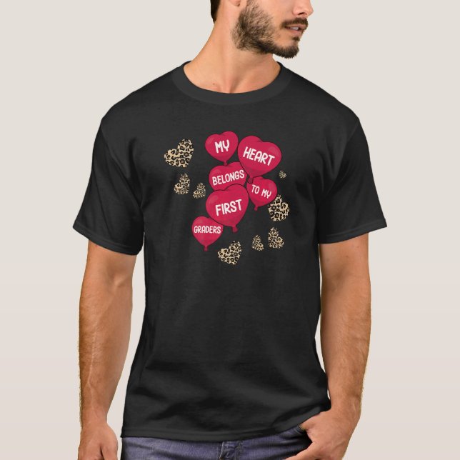 Conversation Heart Love Valentines Day 1st Grade T T-Shirt (Front)