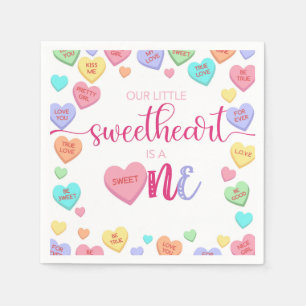 Conversation Hearts 1st Birthday Napkins