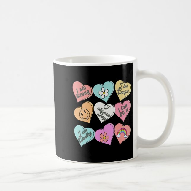 Conversation Hearts Groovy Valentines Day Cute Tea Coffee Mug (Right)