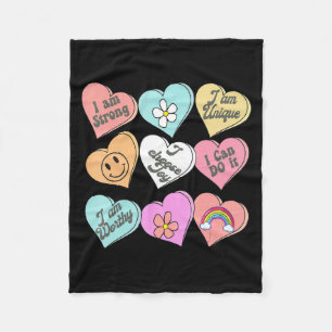 Conversation Hearts Groovy Valentines Day Cute Tea Fleece Blanket