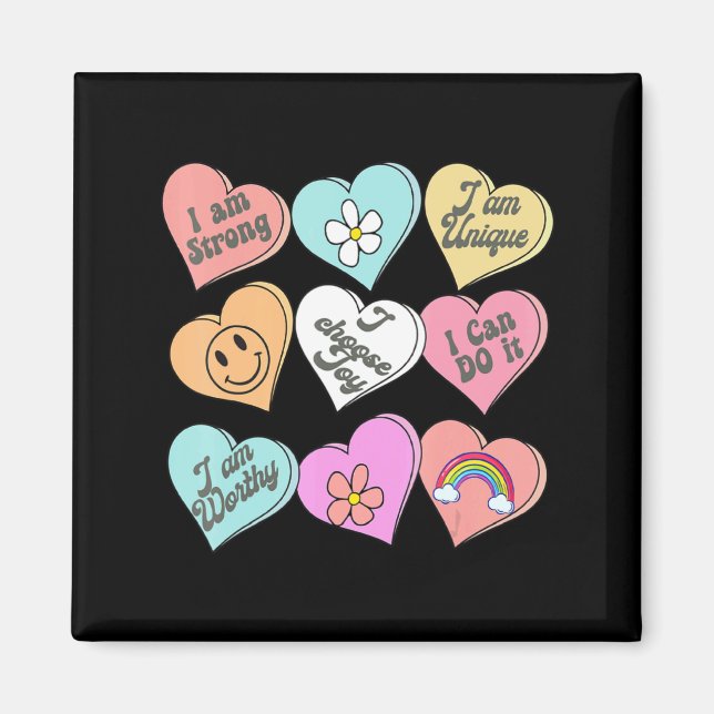 Conversation Hearts Groovy Valentines Day Cute Tea Magnet (Front)