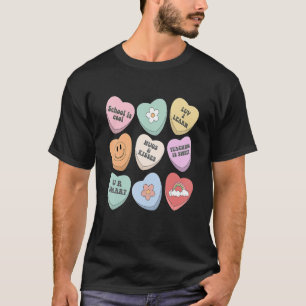 Conversation Hearts Groovy Valentines Day Cute Tea T-Shirt
