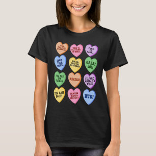 Conversation Hearts Groovy Valentines Day Cute Tea T-Shirt
