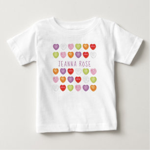 Conversation Hearts Personalised Baby T Shirt