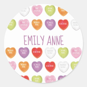 Conversation Hearts Personalised Stickers