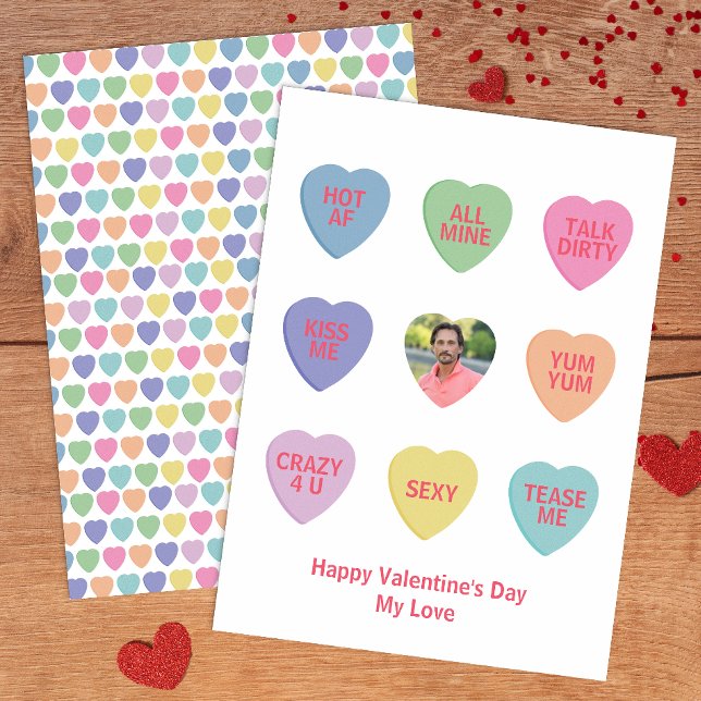 Conversation Hearts Photo Valentine for Lovers Holiday Card (Personalized Adult Valentine Card)