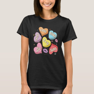 Conversation Hearts Valentines XOXO Retro Groovy F T-Shirt
