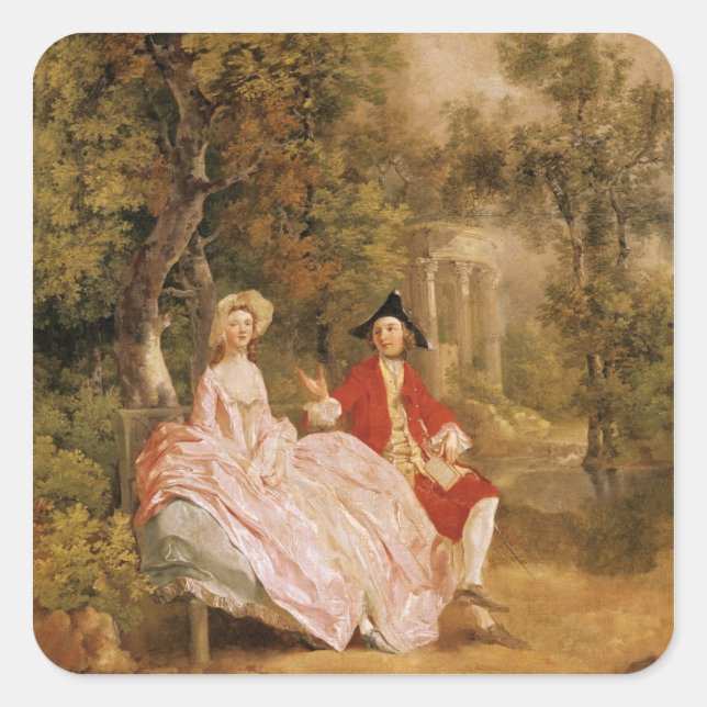 Conversation in a Park, portrait of the artist and Square Sticker (Front)