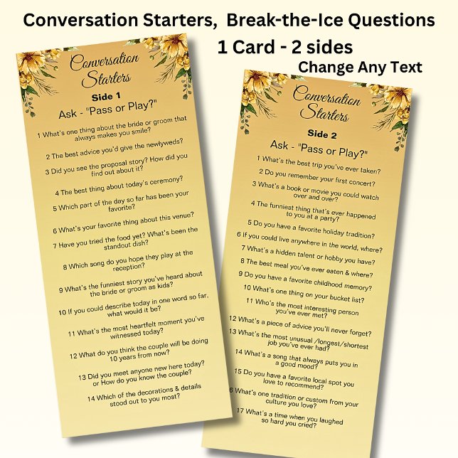 Conversation Starters - Break The Ice Questions  Menu (Creator Uploaded)