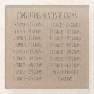 Conversion Chart Weight Vintage Simple Kraft Paper Glass Coaster