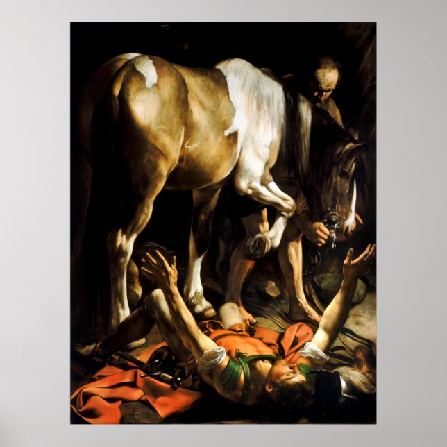 Conversion on the Way to Damascus by Caravaggio Poster (Front)