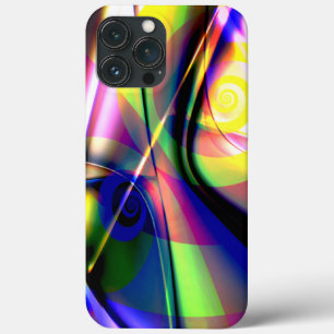 Convex twisted blue a yellow spiral ghost on pink iPhone 13 pro max case