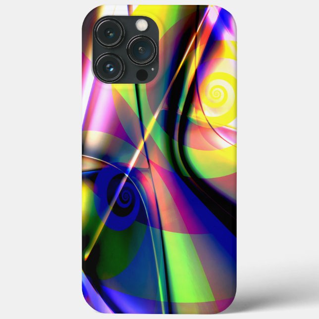 Convex twisted blue a yellow spiral ghost on pink  Case-Mate iPhone case (Back)