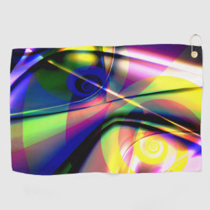 Convex twisted blue a yellow spiral ghost on pink  golf towel