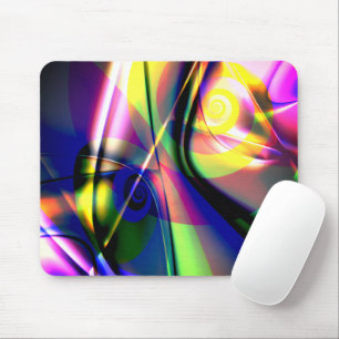 Convex twisted blue a yellow spiral ghost on pink  mouse mat