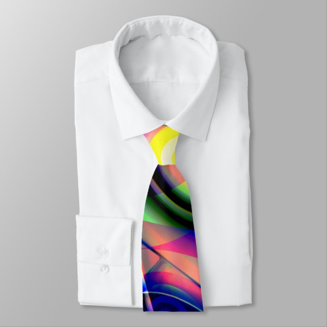 Convex twisted blue a yellow spiral ghost on pink  tie (Tied)