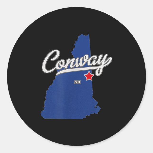 Conway New Hampshire Nh Map  Classic Round Sticker (Front)