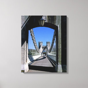 Conwy Suspension Bridge Conwy North Wales Postcard Canvas Print