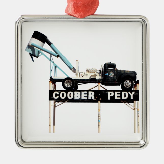 Coober Pedy Opal Mining Truck Welcome Sign Metal Tree Decoration (Front)