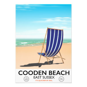 Cooden Beach East Sussex vintage travel poster