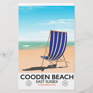 Cooden Beach East Sussex vintage travel poster Stationery