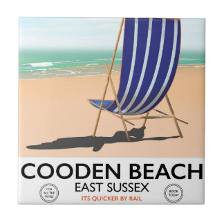 Cooden Beach East Sussex vintage travel poster Tile