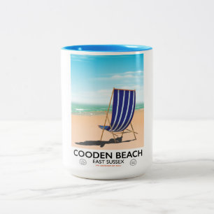 Cooden Beach East Sussex vintage travel poster Two-Tone Coffee Mug