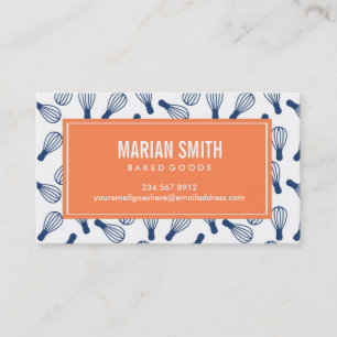 Cook, Baker Business Card White, Orange & Blue