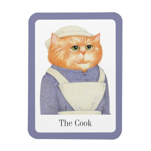 COOK CAT 3x4 Flexible Magnet + Text (Vertical)