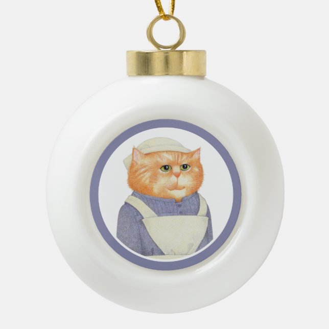 COOK CAT Ceramic Ball Ornament (Front)